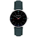 Moderno Vegan Suede Watch Silver, Black & Forest Green Watch Hurtig Lane Vegan Watches