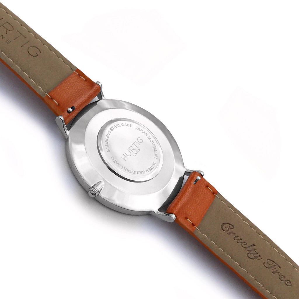 Vegan leather watch silver, grey and tan- hurtig lane- vegane uhren