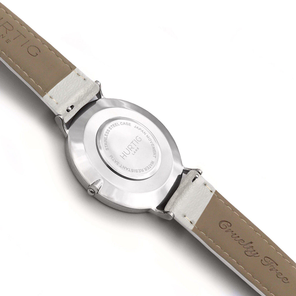 hurtig lane vegan watch silver, white and grey- vegane uhr