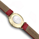 Moderna Vegan Leather Watch Gold, Black & Cherry - Hurtig Lane - sustainable- vegan-ethical- cruelty free