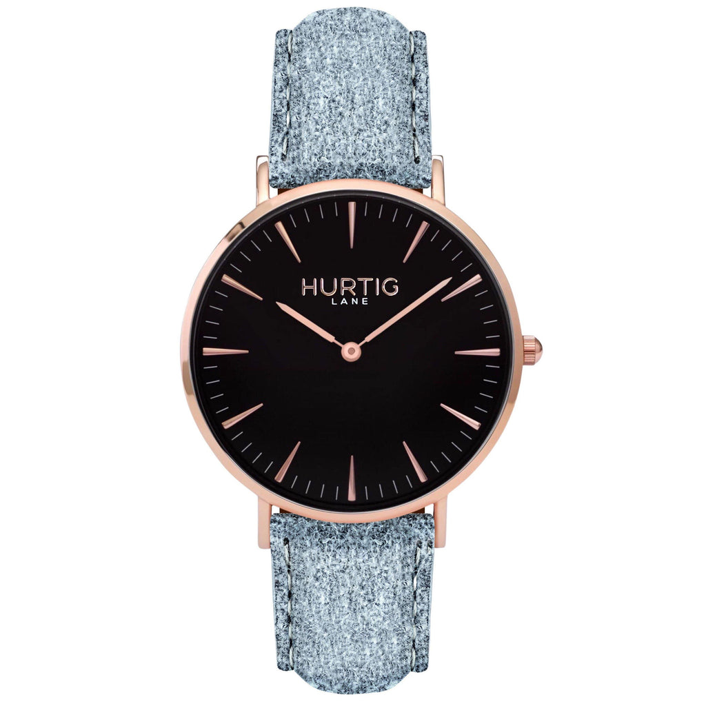 Hymnal Vegan Tweed Watch Rose Gold, Black & Grey Watch Hurtig Lane Vegan Watches