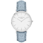 Hymnal Vegan Suede Watch Silver, White & Coral - Hurtig Lane - sustainable- vegan-ethical- cruelty free