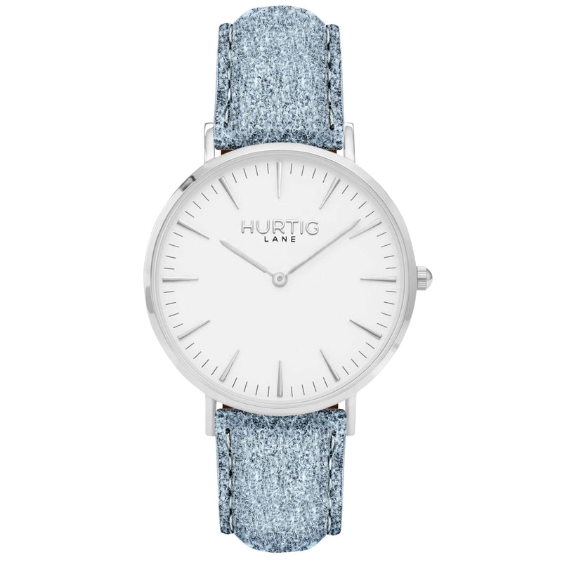 Hymnal Vegan Suede Watch Silver, White & Coral - Hurtig Lane - sustainable- vegan-ethical- cruelty free