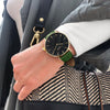 Mykonos Vegan Leather Watch Gold, Black & Green - Hurtig Lane - sustainable- vegan-ethical- cruelty free