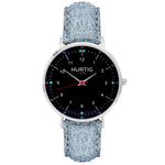 Moderna Vegan Suede Watch Silver, Black & Forest Green Watch Hurtig Lane Vegan Watches