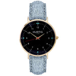 Moderno Vegan Tweed Watch Gold, Black & Grey Watch Hurtig Lane Vegan Watches