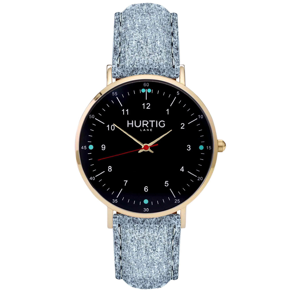 Moderna Vegan Tweed Watch Gold, Black & Grey Watch Hurtig Lane Vegan Watches