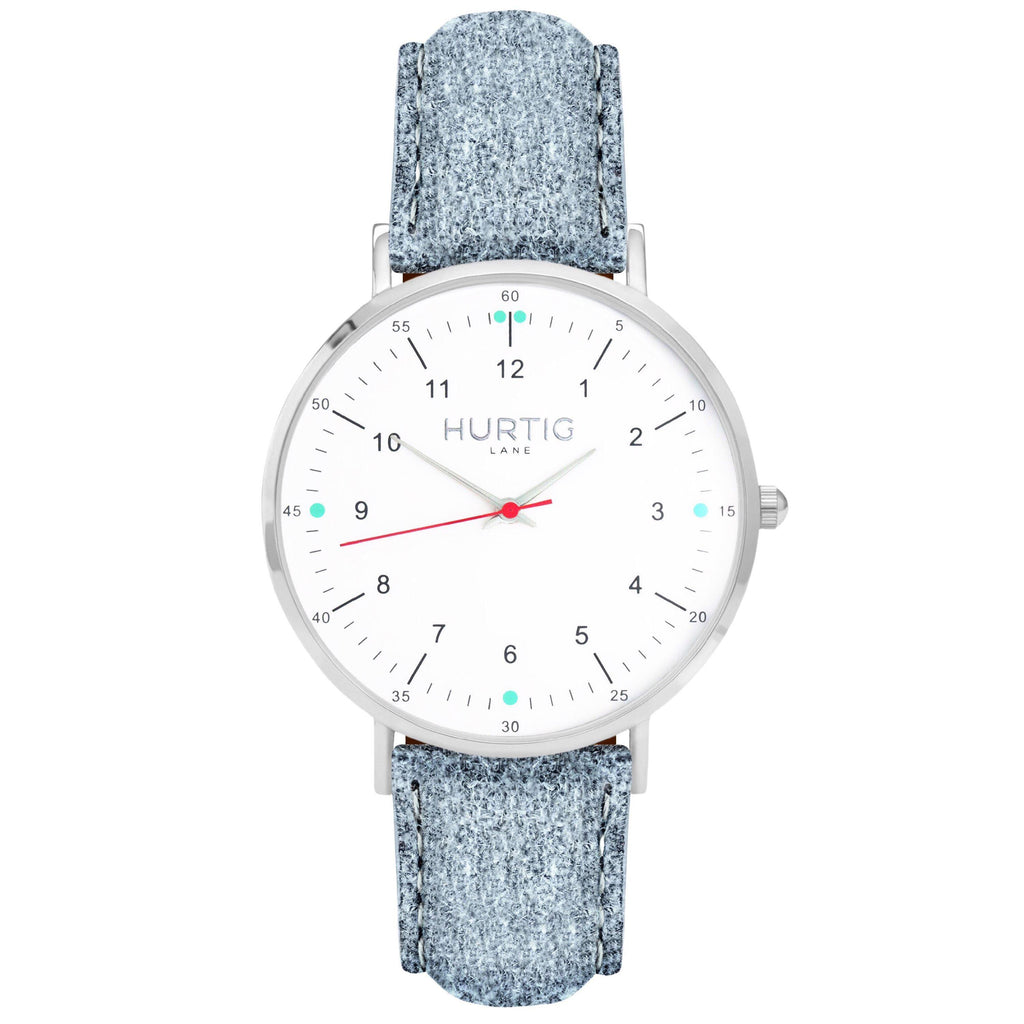 Moderno Vegan Tweed Watch Silver, White & Grey Watch Hurtig Lane Vegan Watches