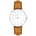 Moderna Vegan Suede Watch Silver, White & Mustard Watch Hurtig Lane Vegan Watches