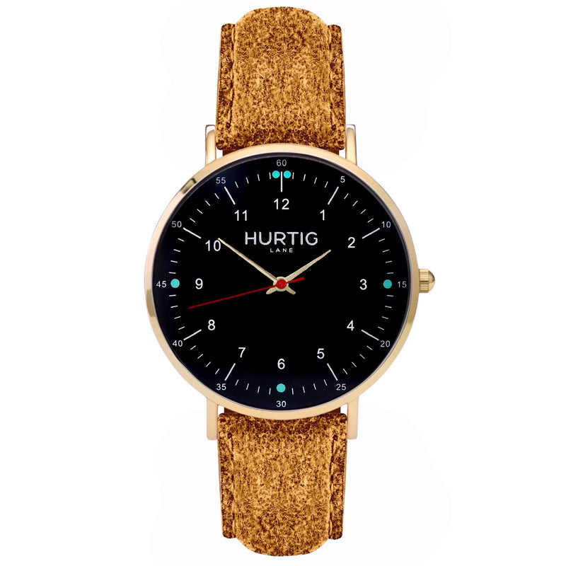 Moderno Vegan Tweed Watch Gold, Black & Camel Watch Hurtig Lane Vegan Watches