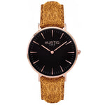 Hymnal Vegan Suede Watch Rose Gold, Black & Camel Brown Watch Hurtig Lane Vegan Watches