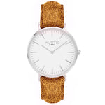 Hymnal Vegan Suede Watch Silver, White & Coral - Hurtig Lane - sustainable- vegan-ethical- cruelty free