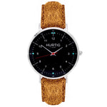 Moderno Vegan Suede Watch Silver, Black & Coral Watch Hurtig Lane Vegan Watches