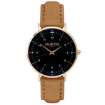 Moderno Vegan Suede Watch Gold, Black & Camel Watch Hurtig Lane Vegan Watches