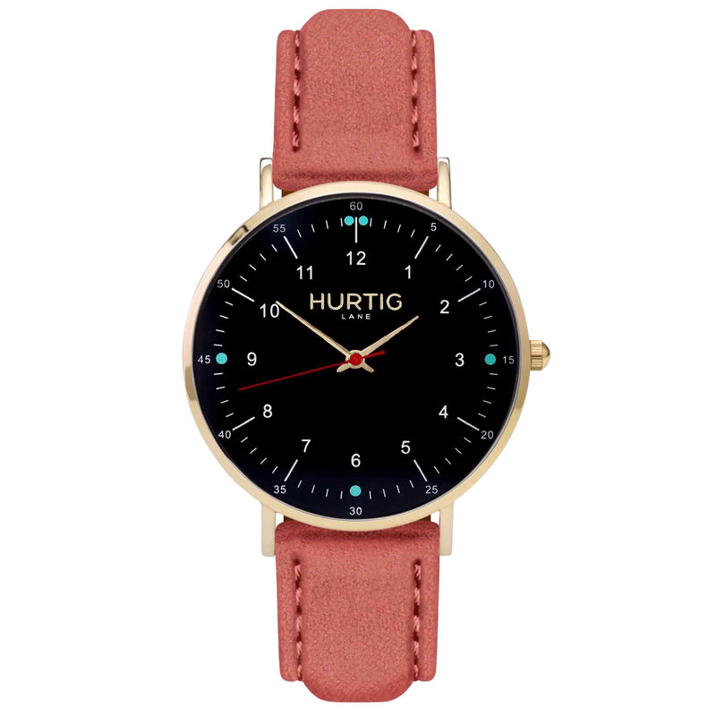 Moderna Vegan Suede Gold, Black & Duck Egg Watch Hurtig Lane Vegan Watches