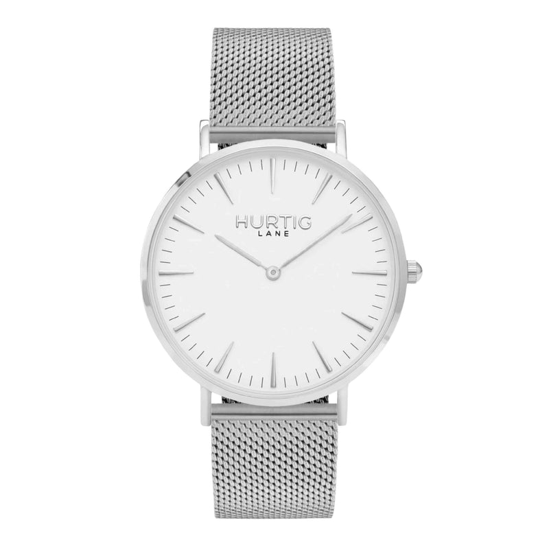 Lorelai Stainless Steel Watch Silver, White & Rose Gold Watch Hurtig Lane Vegan Watches