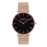 Lorelai Stainless Steel Watch Rose Gold, Black & Rose Gold - Hurtig Lane - sustainable- vegan-ethical- cruelty free