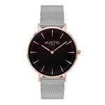 Lorelai Stainless Steel Watch Rose Gold, Black & Silver - Hurtig Lane - sustainable- vegan-ethical- cruelty free