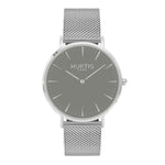 Lorelai Stainless Steel Watch Silver, Grey & Silver - Hurtig Lane - sustainable- vegan-ethical- cruelty free