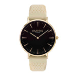 Attiva Vegan Rubber Watch Gold, Black & Cream - Hurtig Lane - sustainable- vegan-ethical- cruelty free