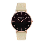 Attiva Vegan Rubber Watch Rose Gold, Black & Cream - Hurtig Lane - sustainable- vegan-ethical- cruelty free