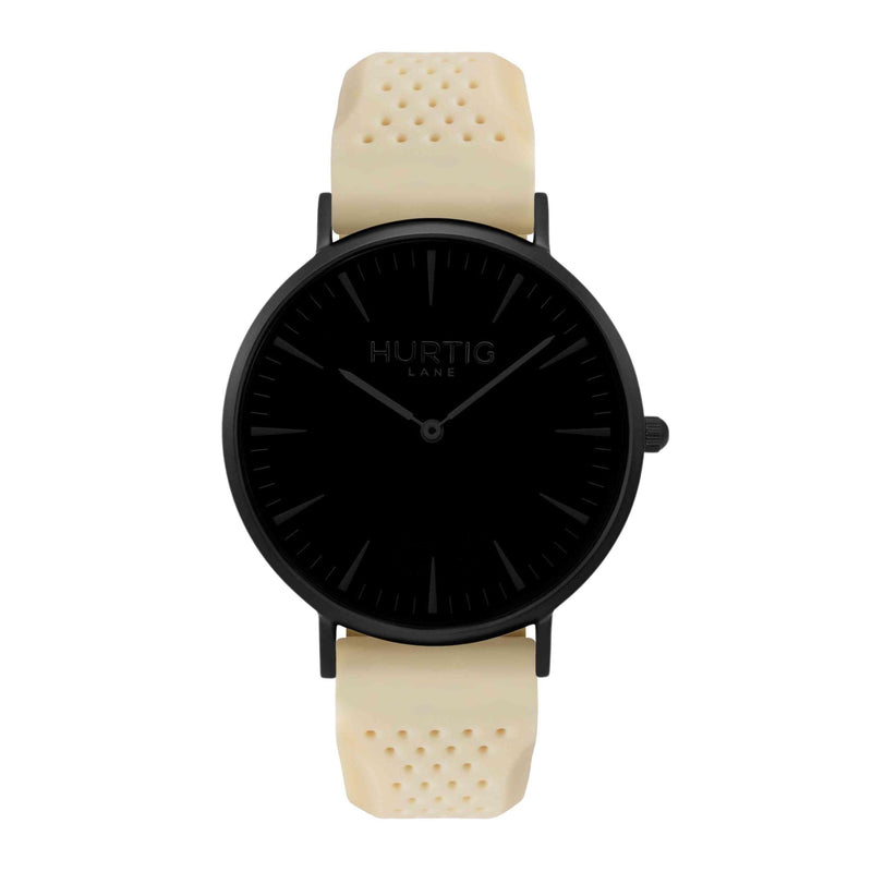 Attivo Vegan Rubber Watch All Black & Dark Grey - Hurtig Lane - sustainable- vegan-ethical- cruelty free