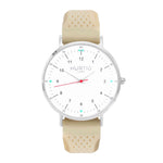 Moderna Vegan Rubber Watch Silver, White & Cream - Hurtig Lane - sustainable- vegan-ethical- cruelty free