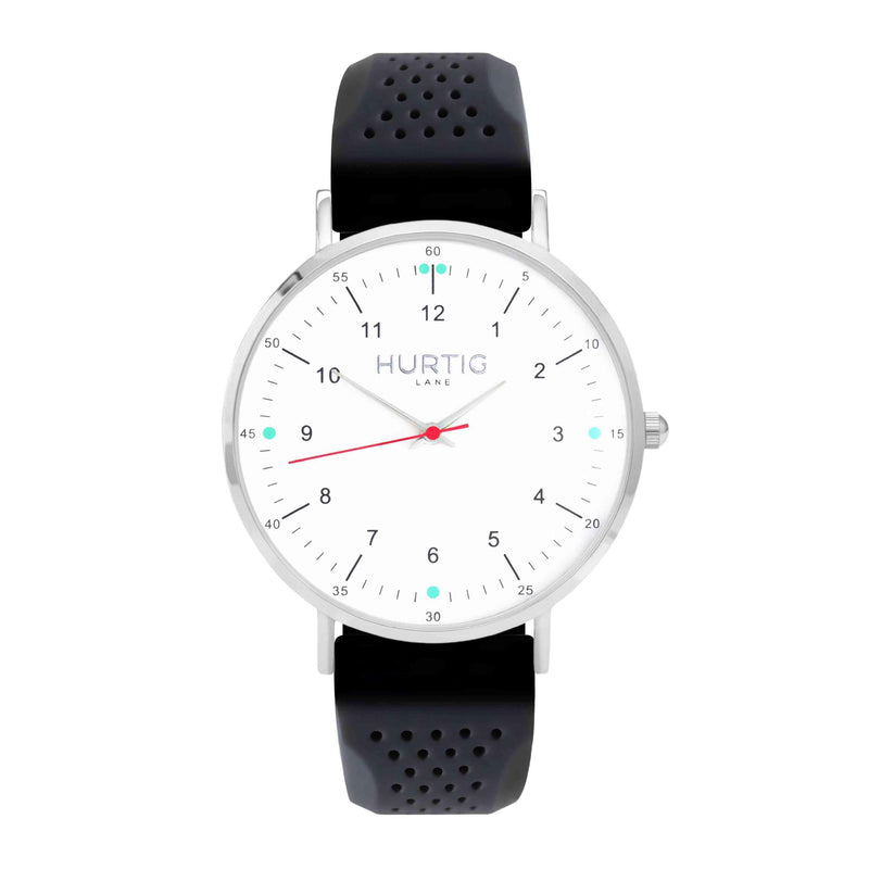 Moderno Vegan Rubber Watch Silver, White & Cream - Hurtig Lane - sustainable- vegan-ethical- cruelty free