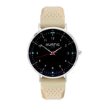 Moderno Vegan Rubber Watch Silver, Black & Cream - Hurtig Lane - sustainable- vegan-ethical- cruelty free