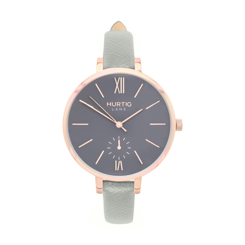 Amalfi Petite Vegan Leather Watch Rose Gold, Grey & Black - Hurtig Lane - sustainable- vegan-ethical- cruelty free