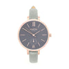 Amalfi Petite Vegan Leather Watch Rose Gold, Grey & Forest Green - Hurtig Lane - sustainable- vegan-ethical- cruelty free