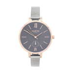 Amalfi Petite Vegan Leather Watch Rose Gold, Grey & Grey - Hurtig Lane - sustainable- vegan-ethical- cruelty free