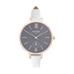 Amalfi Petite Vegan Leather Watch Rose Gold, Grey & Grey - Hurtig Lane - sustainable- vegan-ethical- cruelty free