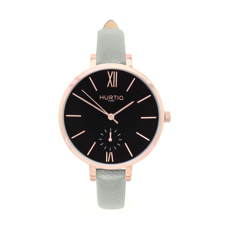 damen vegane uhr. women's vegan watch. Rose gold, black and grey. sustainable watch