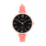 Amalfi Petite Vegan Leather Watch Rose Gold, Black & White - Hurtig Lane - sustainable- vegan-ethical- cruelty free