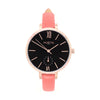 damen vegane uhr. women's vegan watch. Rose gold, black and pink coral