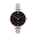 Amalfi Petite Vegan Leather Watch Rose Gold, Black & White - Hurtig Lane - sustainable- vegan-ethical- cruelty free