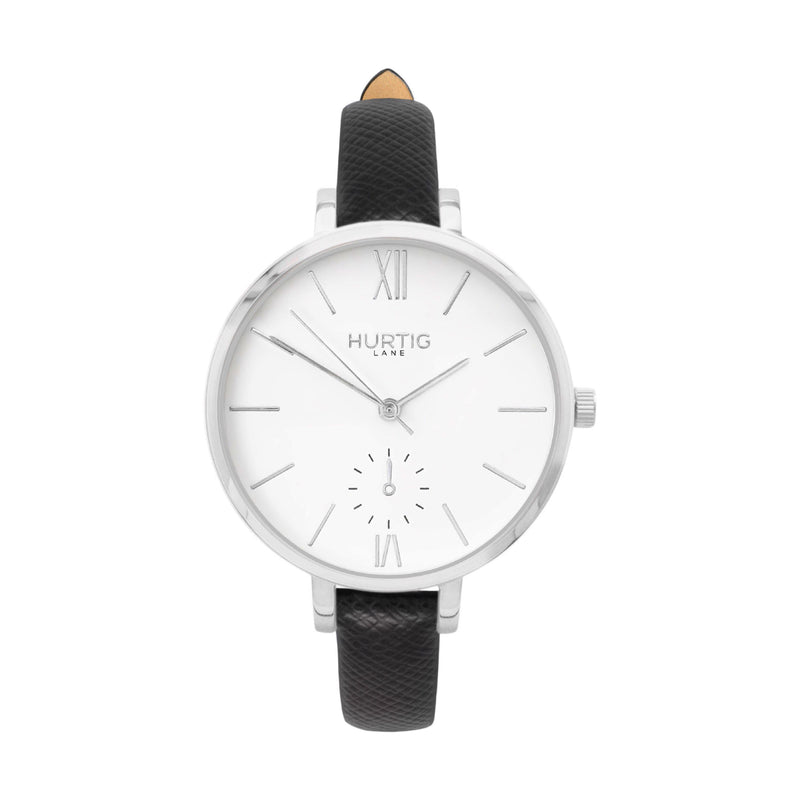 Amalfi Petite Vegan Leather Watch Silver, White & Grey Watch Hurtig Lane Vegan Watches