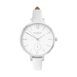 vegane uhr hurtig lane, silver, white  vegan leather minimalist women's vegan watch