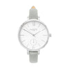 vegane uhren- vegan leather watch silver and grey petite women's vegan watch