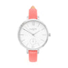 vegane uhr silver, white and pink vegan leather minimalist women's vegan watch