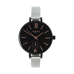 women's ethical stainless steel mesh watch black and silver 