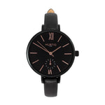 women's vegan leather watch. black vegane uhr