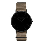 men's vegan nylon nato watch black and beige