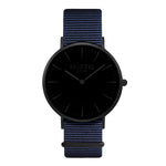 vegan nylon nato watch black and blue