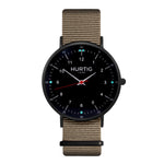 men's vegan nylon nato watch black and beige