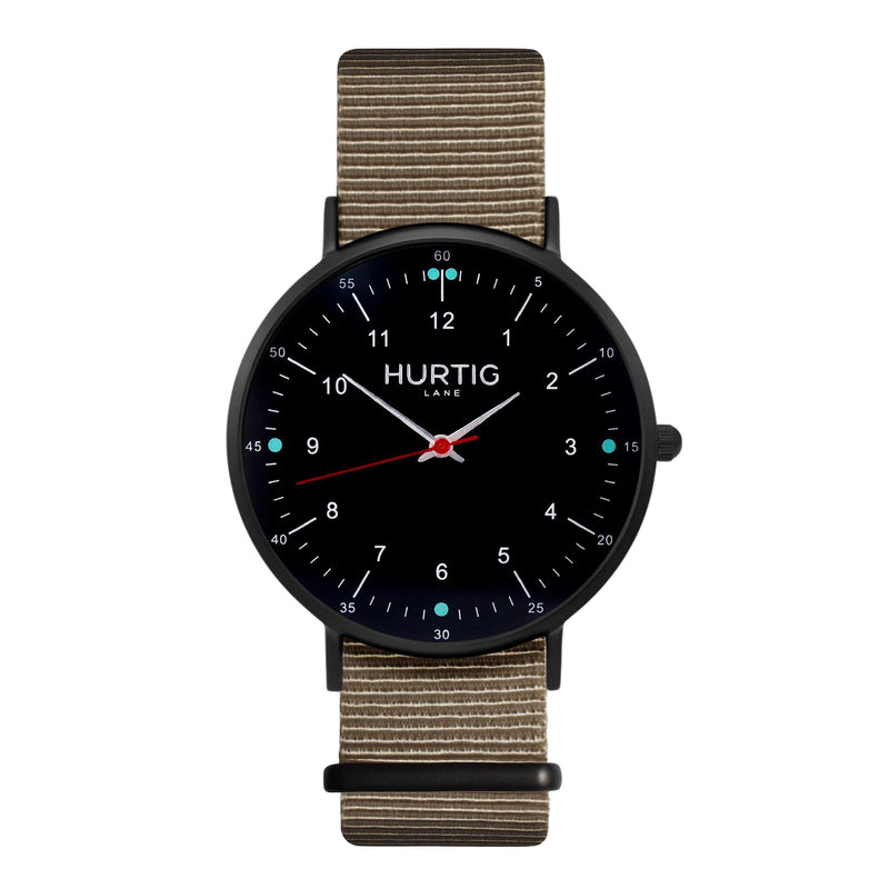 vegan nylon watch. Nato watch black & beige