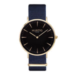 Montezuma Vegan Nylon Nato Watch Gold, Black & Olive Green - Hurtig Lane - sustainable- vegan-ethical- cruelty free