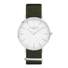 men's vegan nylon nato watch silver, white and green