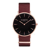 men's vegan nylon nato watch rose gold, black  and maroon